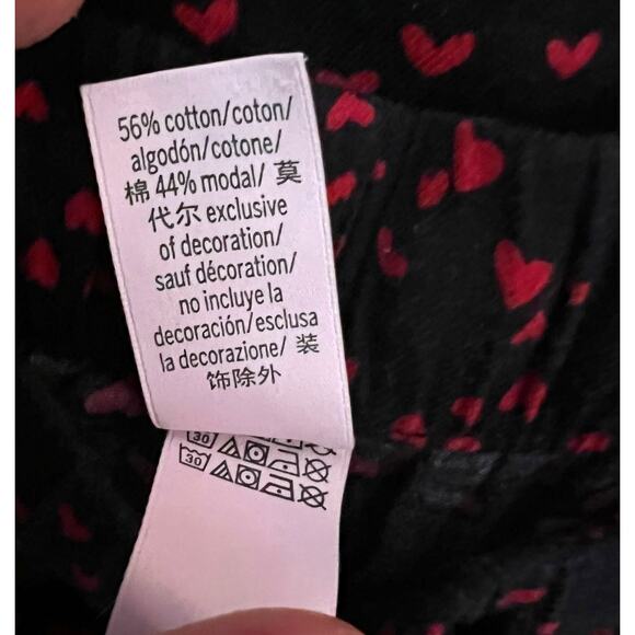 Victoria Secret Heart Print Pajama Set Red and Black SZ XL - Picture 10 of 11